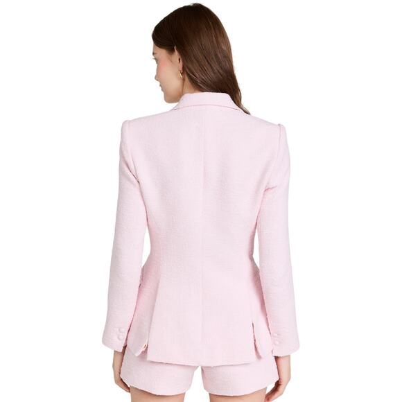 L’Agence Pink Chamberlain Textured Tweed Blazer Jacket Size 8 Elegant - Picture 3 of 16